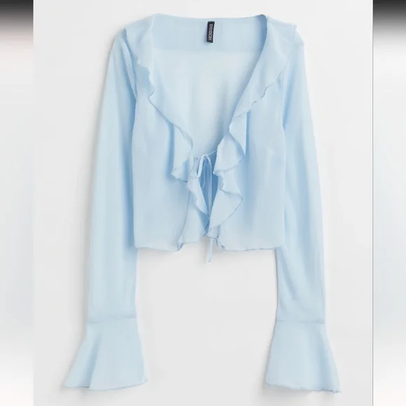 H&M Sky Blue Ruffle Blouse - Picture 2 of 10